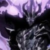 Imagem retratando Ashborn e o protagonista Jin-Woo em Solo Leveling, representando a passagem do poder de Monarca das Sombras.