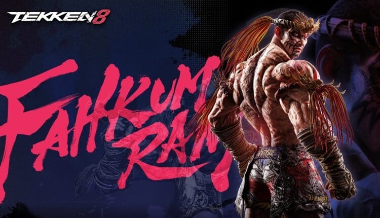 Imagem oficial do lutador Fahkumram como DLC no jogo Tekken 8, revelado pela Bandai Namco em 2025.