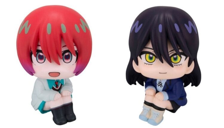 Imagem oficial das figures Look Up de Mobile Suit Gundam GQuuuuuuX com Machu e Nyaan