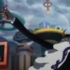 Imagem promocional do episódio 1137 de One Piece, destacando o confronto entre Kuma e Saturn.