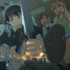 Imagem oficial do episódio 9 de Ruri Rocks, destacando Ruri, Shoko e Nagi durante a busca por minerais.