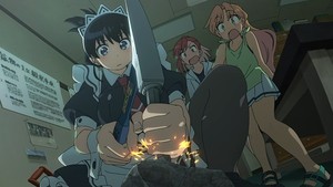 Imagem oficial do episódio 9 de Ruri Rocks, destacando Ruri, Shoko e Nagi durante a busca por minerais.